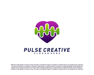 Love Medical Pulse logo design concept.Healthcare Pulse logo template vector. Icon Symbol