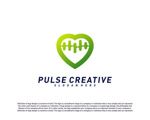 Love Medical Pulse logo design concept.Healthcare Pulse logo template vector. Icon Symbol