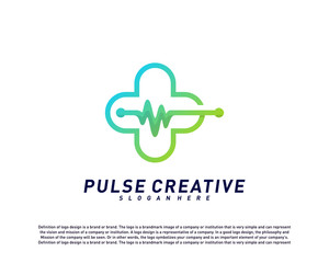 Plus Medical Pulse or Wave logo design concept. Healthcare Pulse logo template vector. Icon Symbol