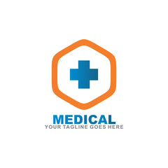 Medical logo design vector template with cross icon