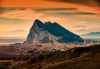 View to Gibraltar from the mountains