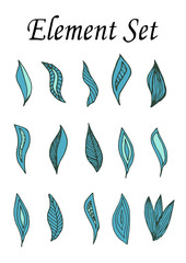 set elements blue leaves