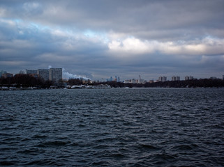 November river on a cloudy day, Moscow