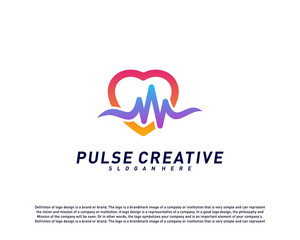 Love Medical Pulse logo design concept.Healthcare Pulse logo template vector. Icon Symbol