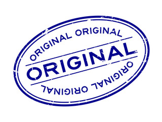 Grunge blue original word oval rubber seal stamp on white background