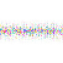 The ornament of bright colorful squares on a white background. 