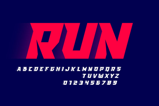 Sport Style Modern Font, Alphabet Letters And Numbers