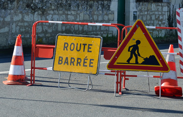 Route barrée à cause de travaux