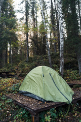 Tent for rest in the forest