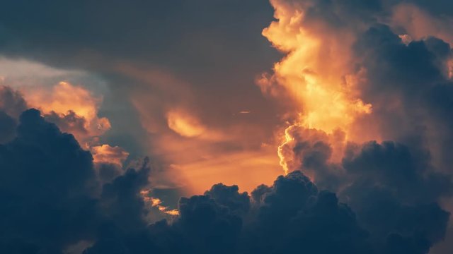 Epic storm tropical clouds at sunset. 4K UHD Timelapse.
