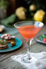 Grapefruit juice, breakfast.