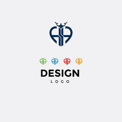 Obraz premium Vector logo design, heart icon, and crown, initials h