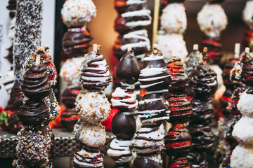 Sucettes de fruits au chocolat, Marché couvert La Boqueria, Barcelone