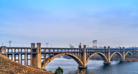 Fototapeta premium bridge over the river Dnieper