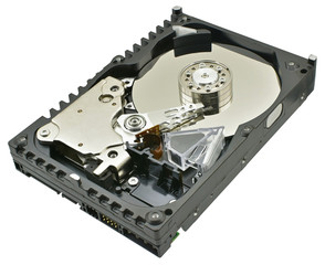 Opened computer hard drive