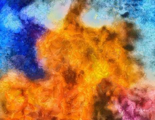 Weathered abstract grunge texture. Background with paint strokes and splashes. Pattern with dirty and blots elements. Retro oil style. Simple closeup template for graphic design.