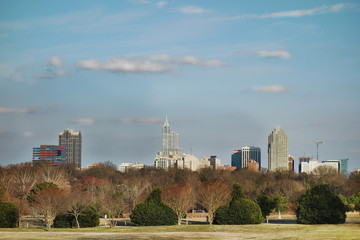 Downtown Raleigh skyline from Dix park