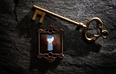 Bright sky key hole