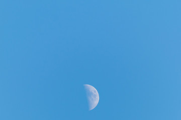 Half moon on a clear blue sky