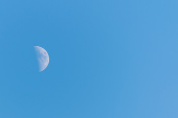 Half moon on a clear blue sky