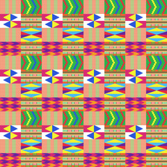 Colorful Kente Cloth Seamless Pattern - Beautiful Kente cloth repeating pattern design