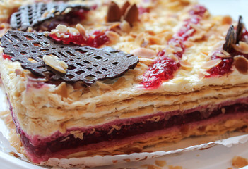 layer cake with raspberry jam