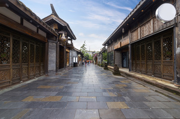 Fototapeta premium Old buildings in Kuan Alley and Zhai Alley, Chengdu, Sichuan