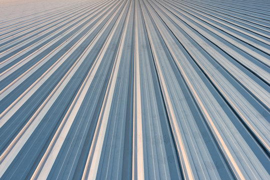 Roof sheet metal or corrugated roof of factory building or warehouse.