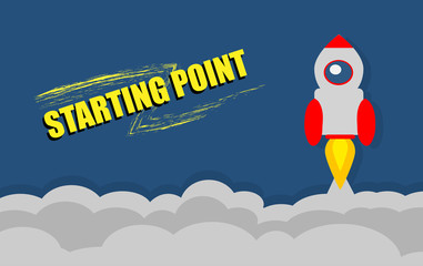 The rocket is starting to rise above the clouds.