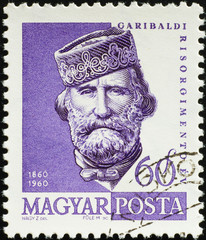 Giuseppe Garibaldi on hungarian postage stamp
