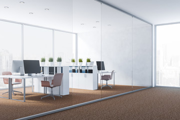 White office with white tables