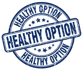 healthy option blue grunge round vintage rubber stamp