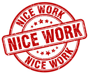 nice work red grunge round vintage rubber stamp