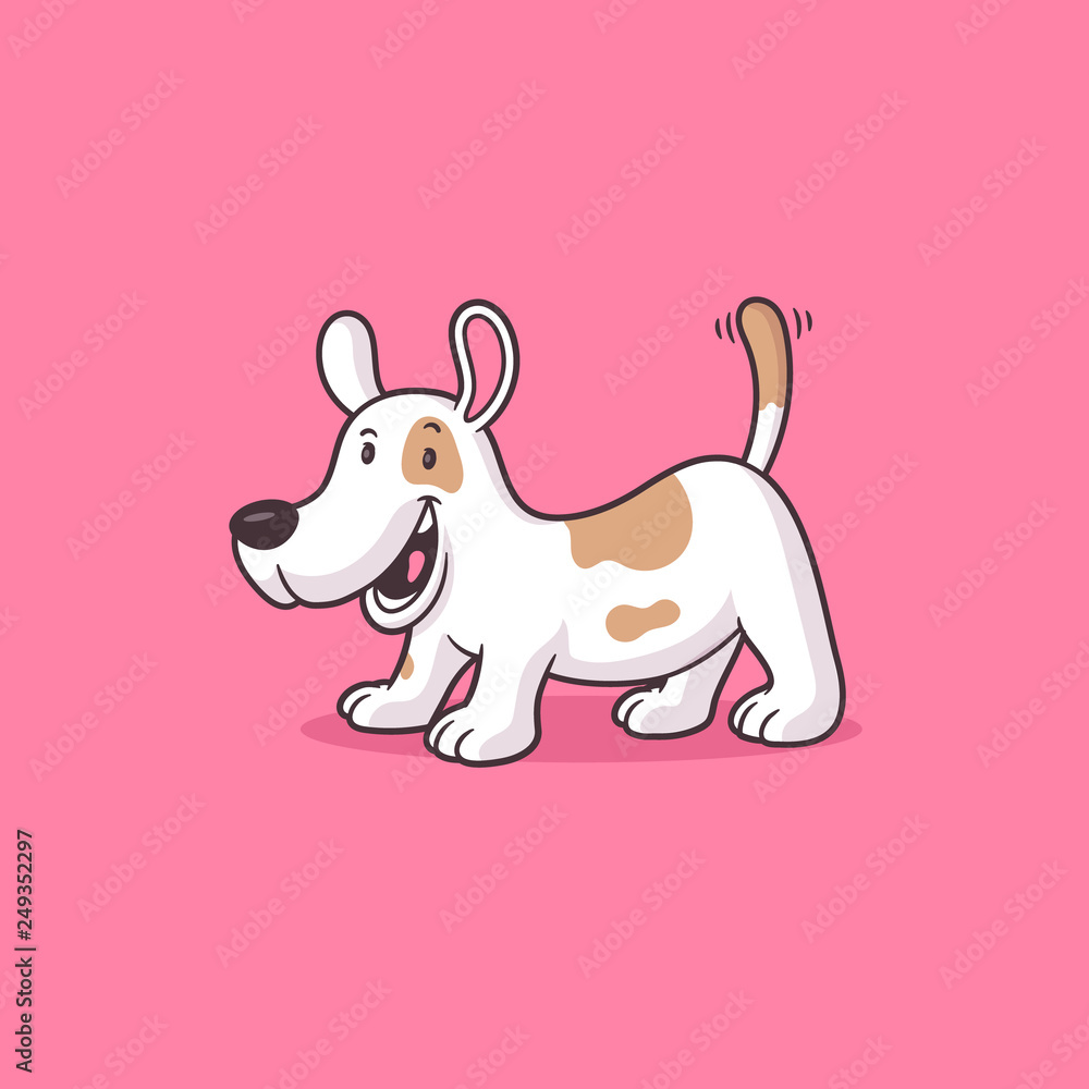 Wall mural Happy playful jack russell terrier puppy vector cartoon illustration