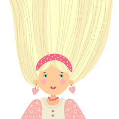 Template cards or invitations with a girl. Freehand drawing