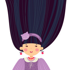 Template cards or invitations with a girl. Freehand drawing