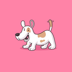 Happy playful jack russell terrier puppy vector cartoon illustration