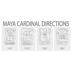 vector icon set with maya cardinal directions and associated glyphs