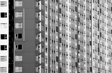 Architectural of window building modern style - pattern black and white
