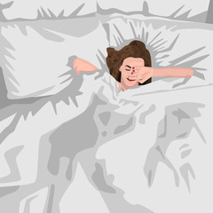 image of a girl in bed. morning. 