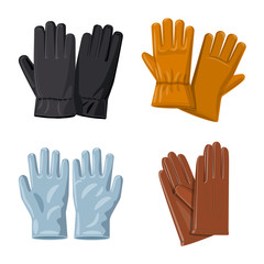 Vector illustration of glove and winter logo. Set of glove and equipment stock symbol for web.