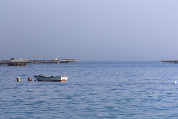 Obraz premium fishing boat in the sea, atlantic ocean, pontevedra, spain