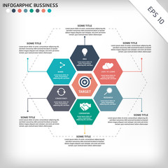 Simple Vector of Hexagon Infographic template, Business template for presentation, element of target, Illustration, flowchart, layout, Creative infographic Idea concept, content.