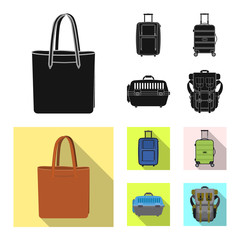 Isolated object of suitcase and baggage logo. Set of suitcase and journey stock symbol for web.