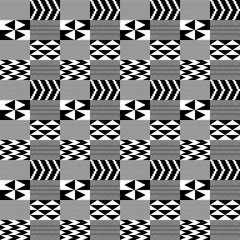 Black and White Kente Cloth Seamless Pattern - Beautiful Kente cloth repeating pattern design