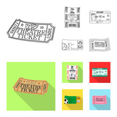 Vector illustration of ticket and admission icon. Set of ticket and event vector icon for stock.