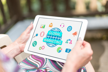 Global marketing concept on a tablet