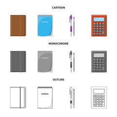 Isolated object of office and supply icon. Set of office and school vector icon for stock.