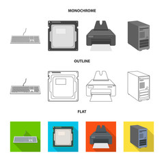 Isolated object of laptop and device symbol. Collection of laptop and server stock symbol for web.