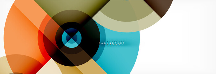 Fototapeta premium Minimal geometric circles and triangles abstract background, techno modern design, poster template